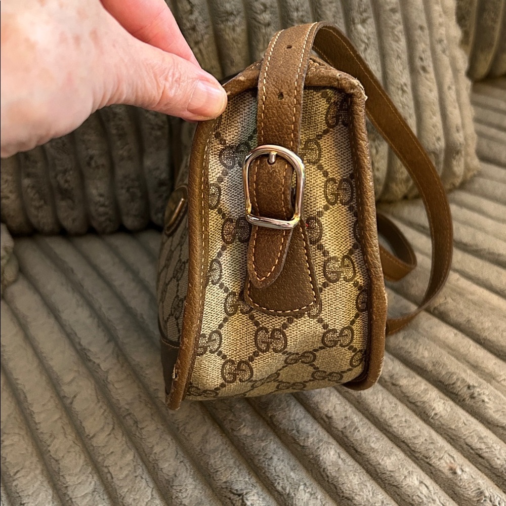 Gucci Vintage GG Supreme Monogram Shoulder Bag Coated Canvas Half Moon Purse - Picture 7 of 16